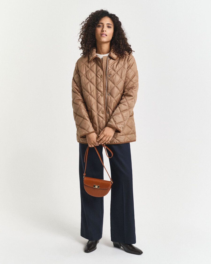quilted corduroy trim jacket - warm khaki