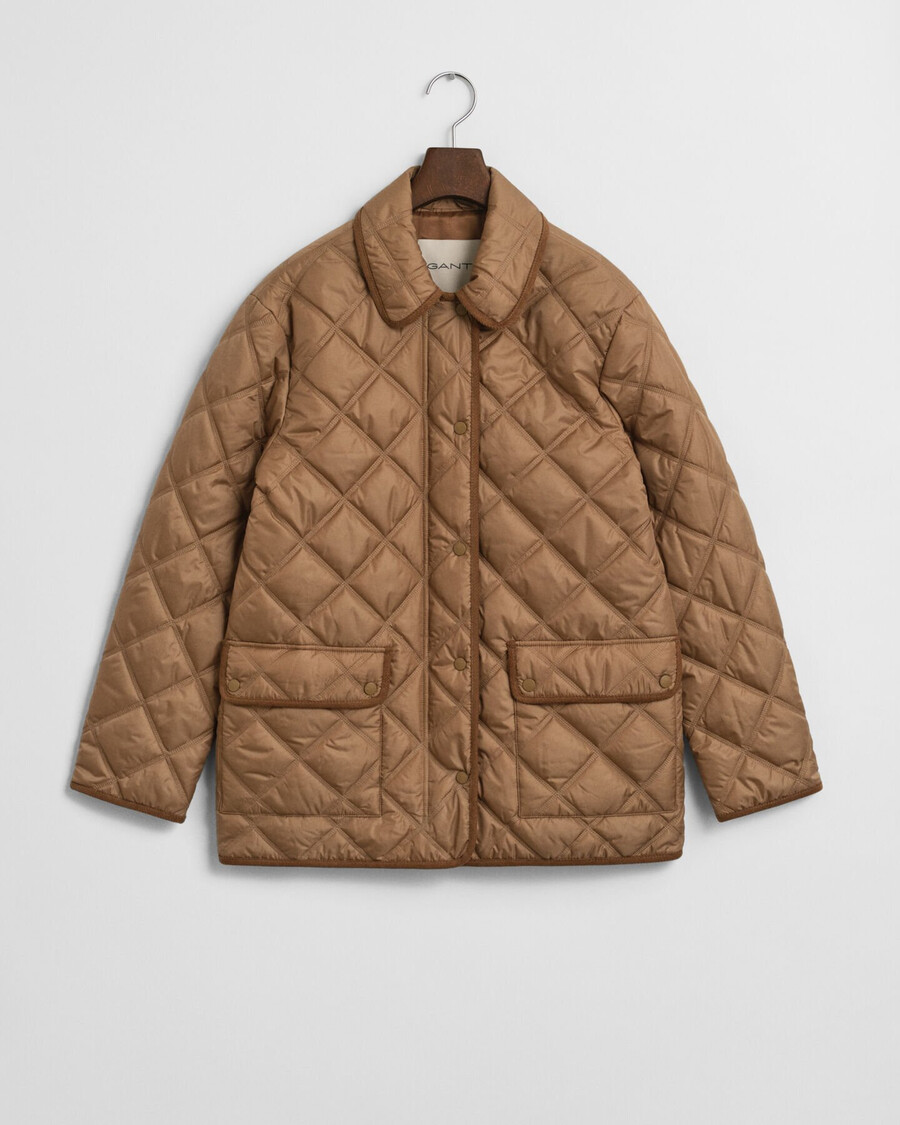 quilted corduroy trim jacket - warm khaki