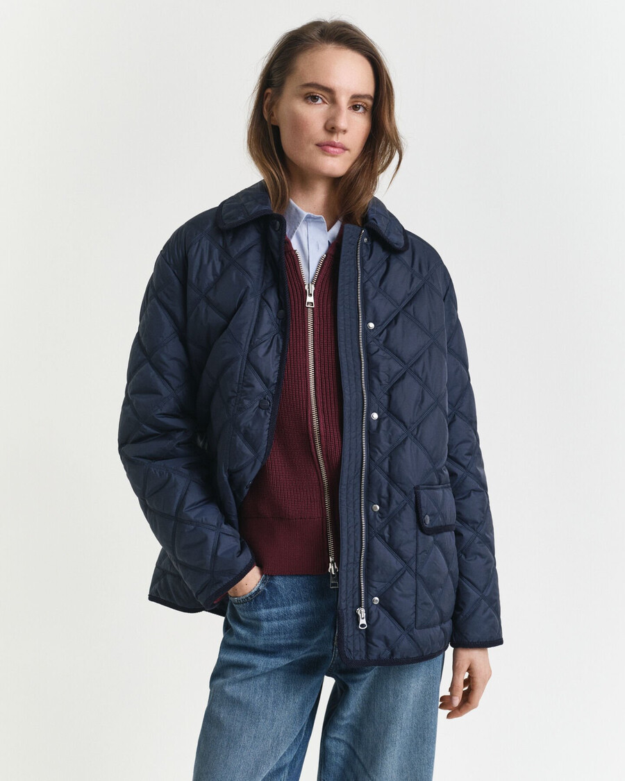 quilted corduroy trim jacket - evening blue