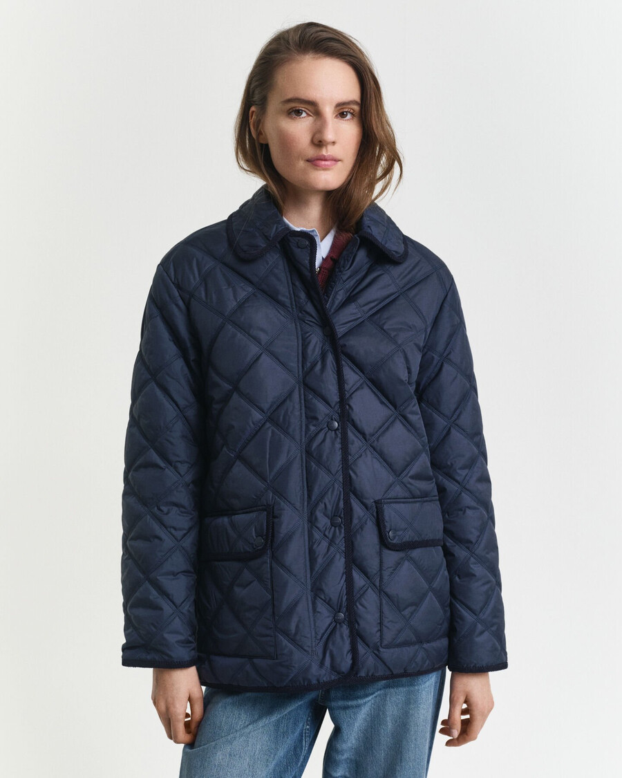 quilted corduroy trim jacket - evening blue