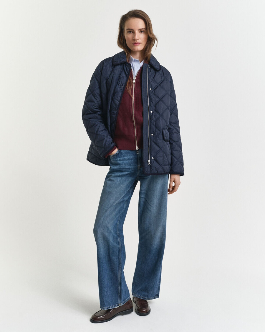 quilted corduroy trim jacket - evening blue