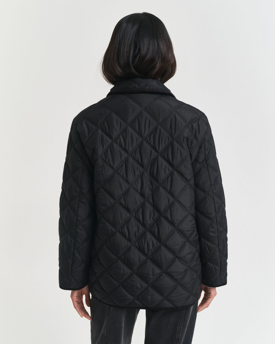 quilted corduroy trim jacket - black