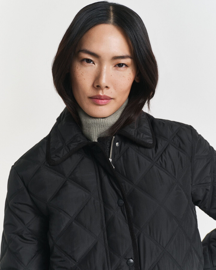 quilted corduroy trim jacket - black