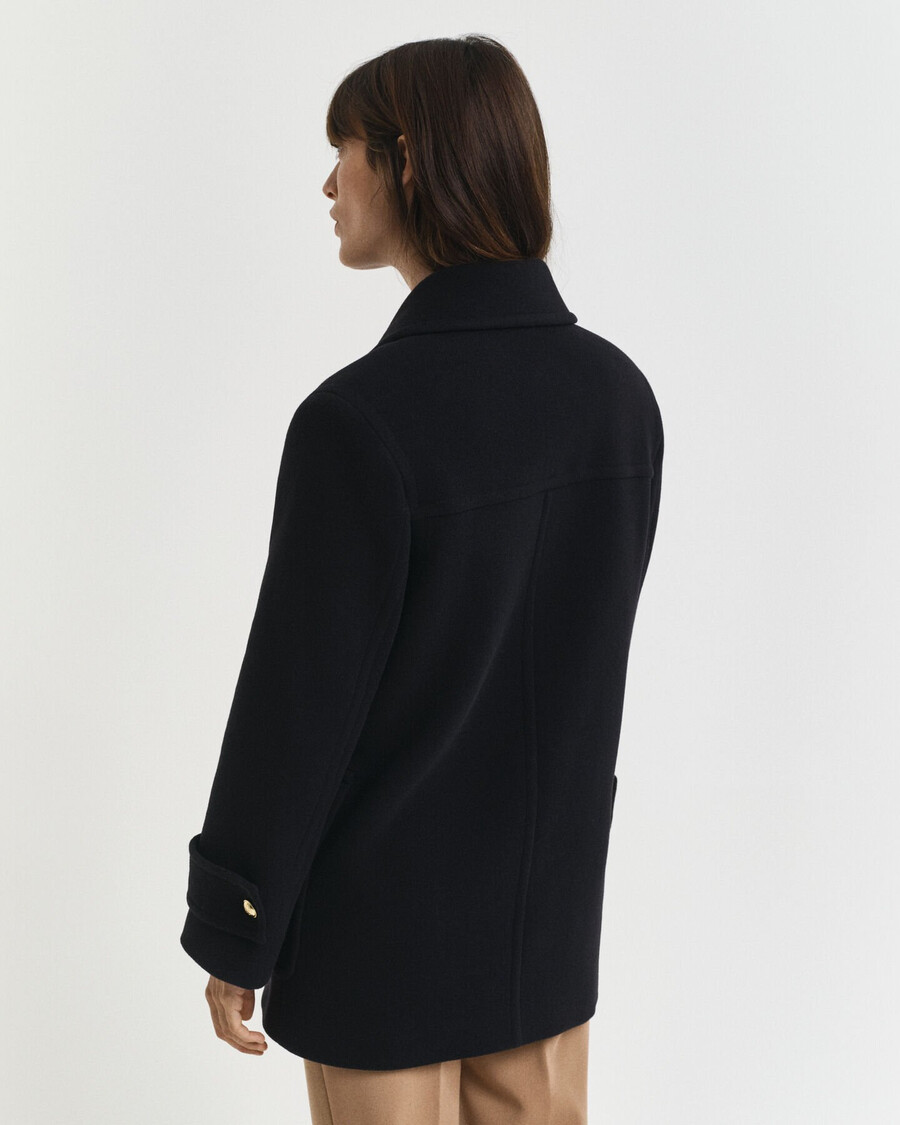 wool midlength peacoat - black