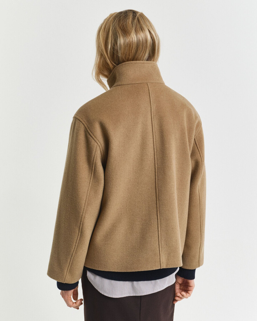 short wool zip jacket - warm khaki