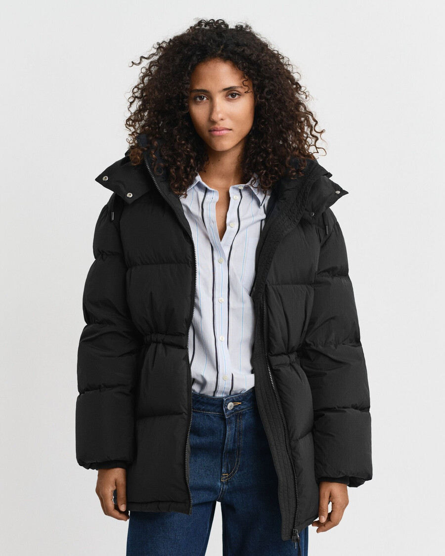 mid length down jacket - black