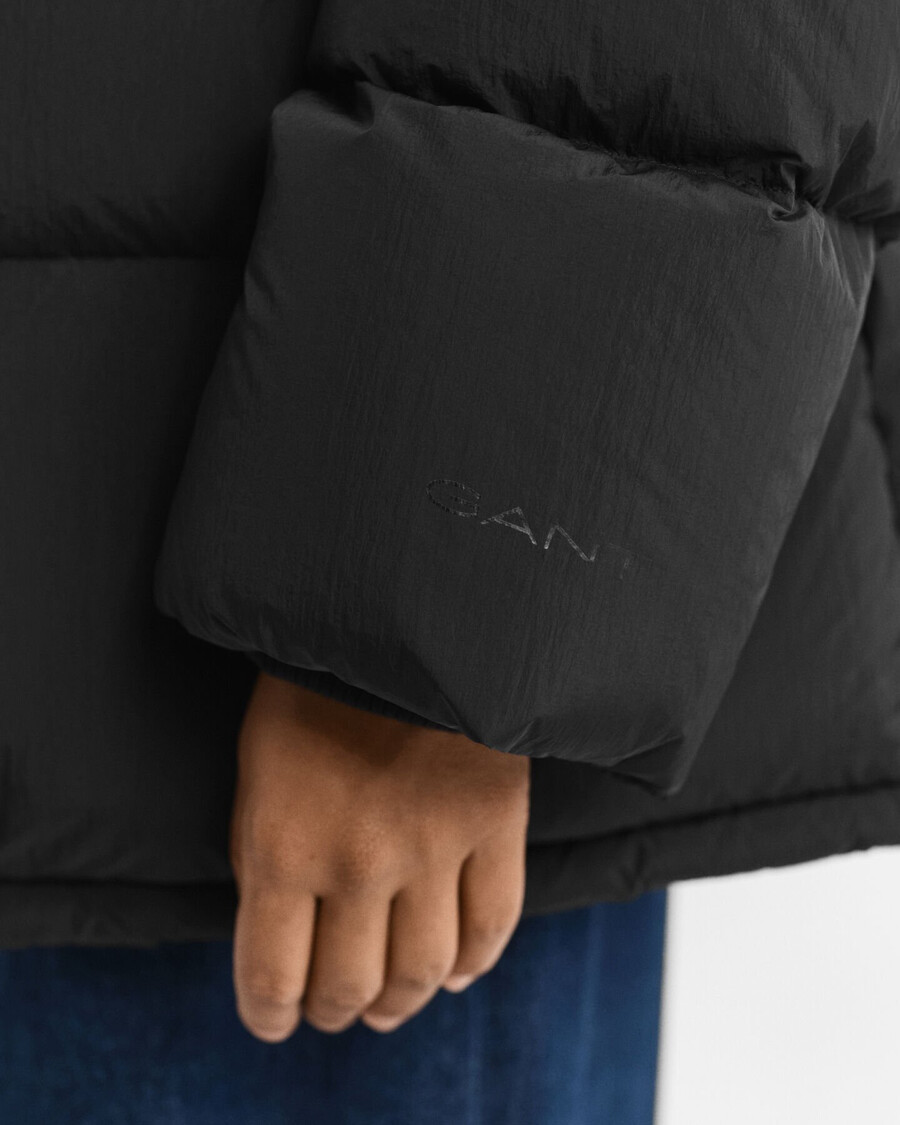 mid length down jacket - black