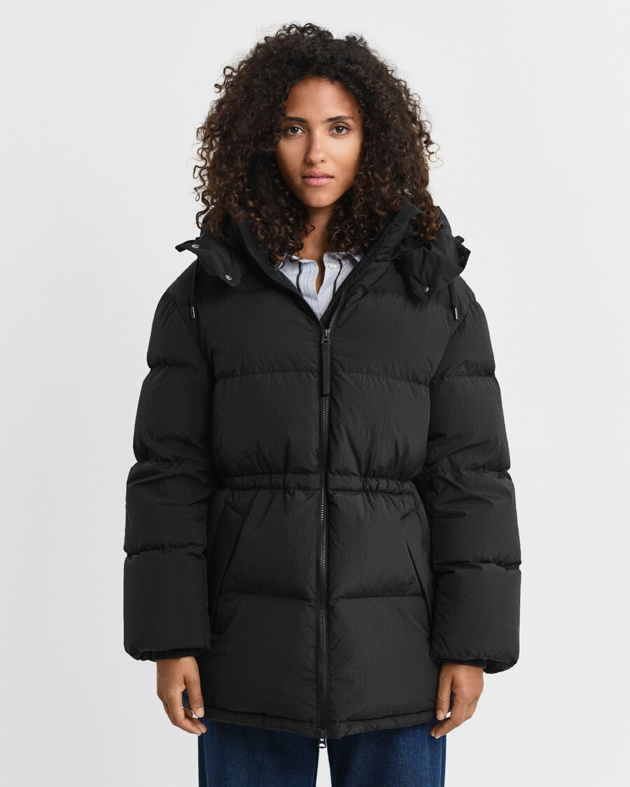 mid length down jacket - black
