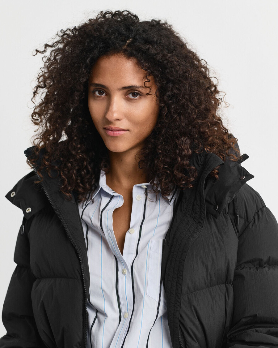 mid length down jacket - black