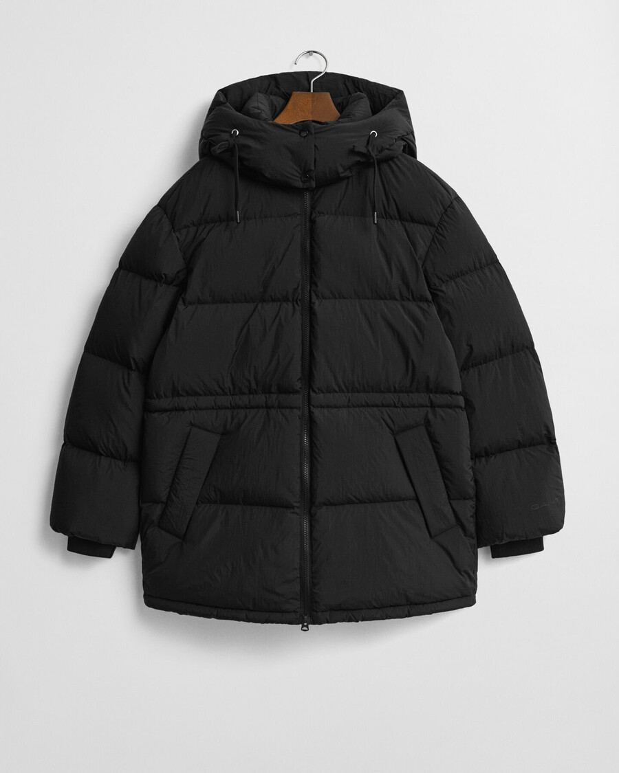 mid length down jacket - black