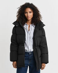mid length down jacket - black