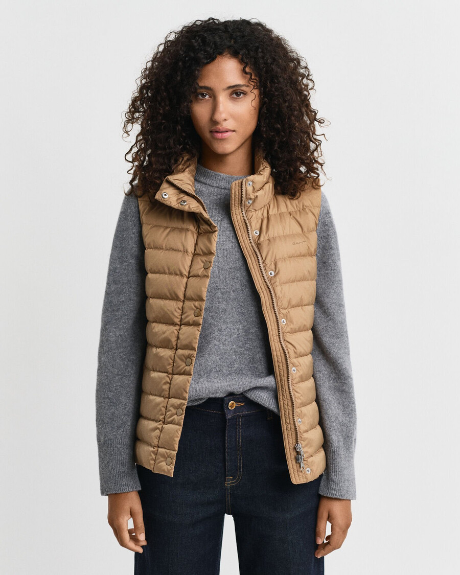light down vest - warm khaki