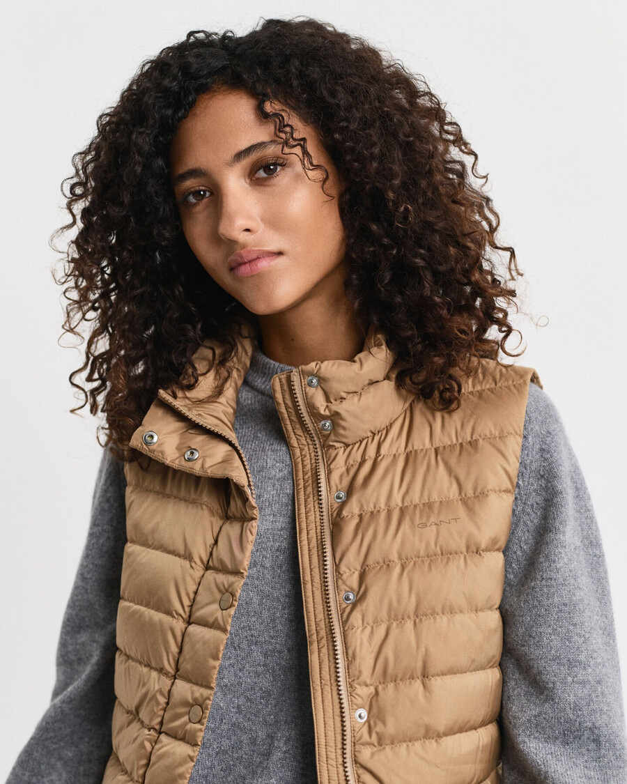 light down vest - warm khaki