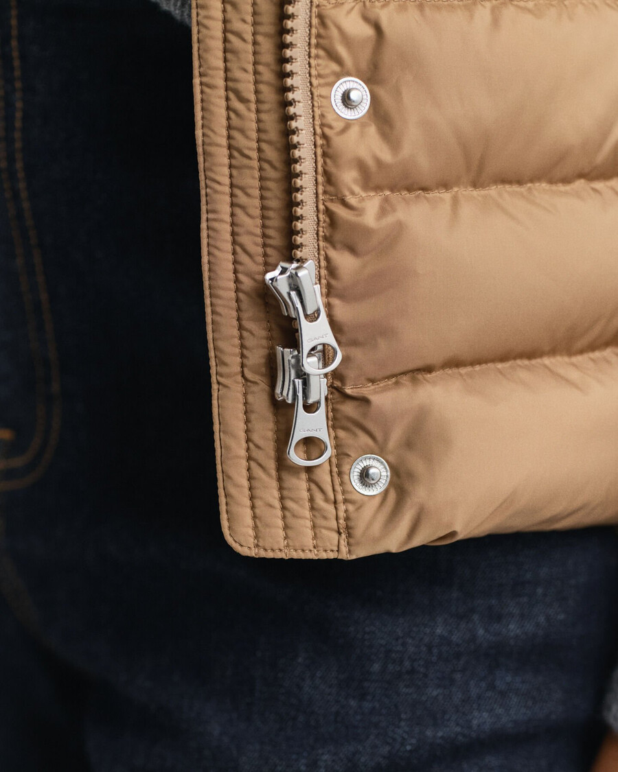 light down vest - warm khaki