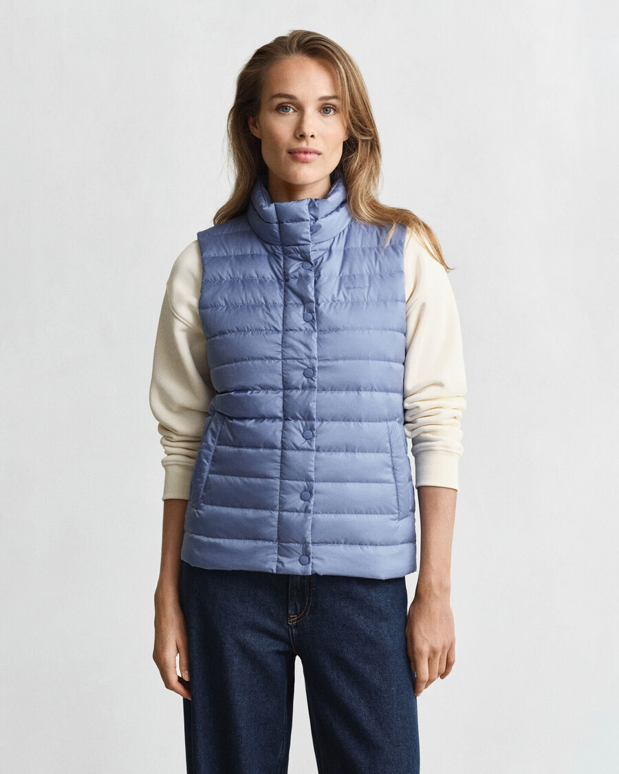 light down vest - faded denim
