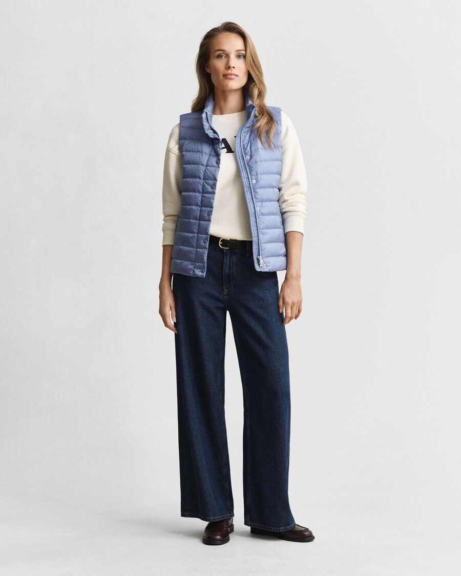 light down vest - faded denim