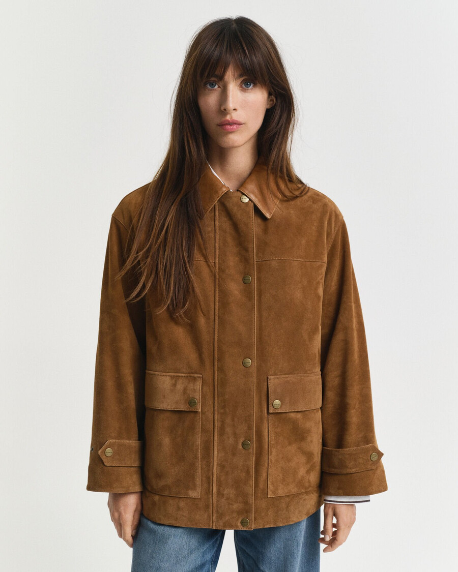 suede barn jacket - cognac