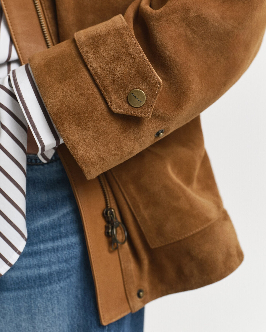 suede barn jacket - cognac