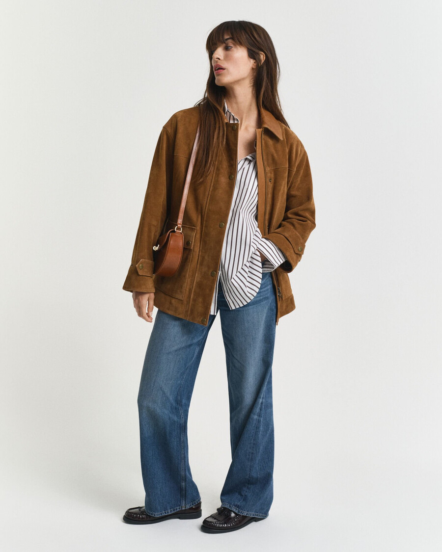 suede barn jacket - cognac