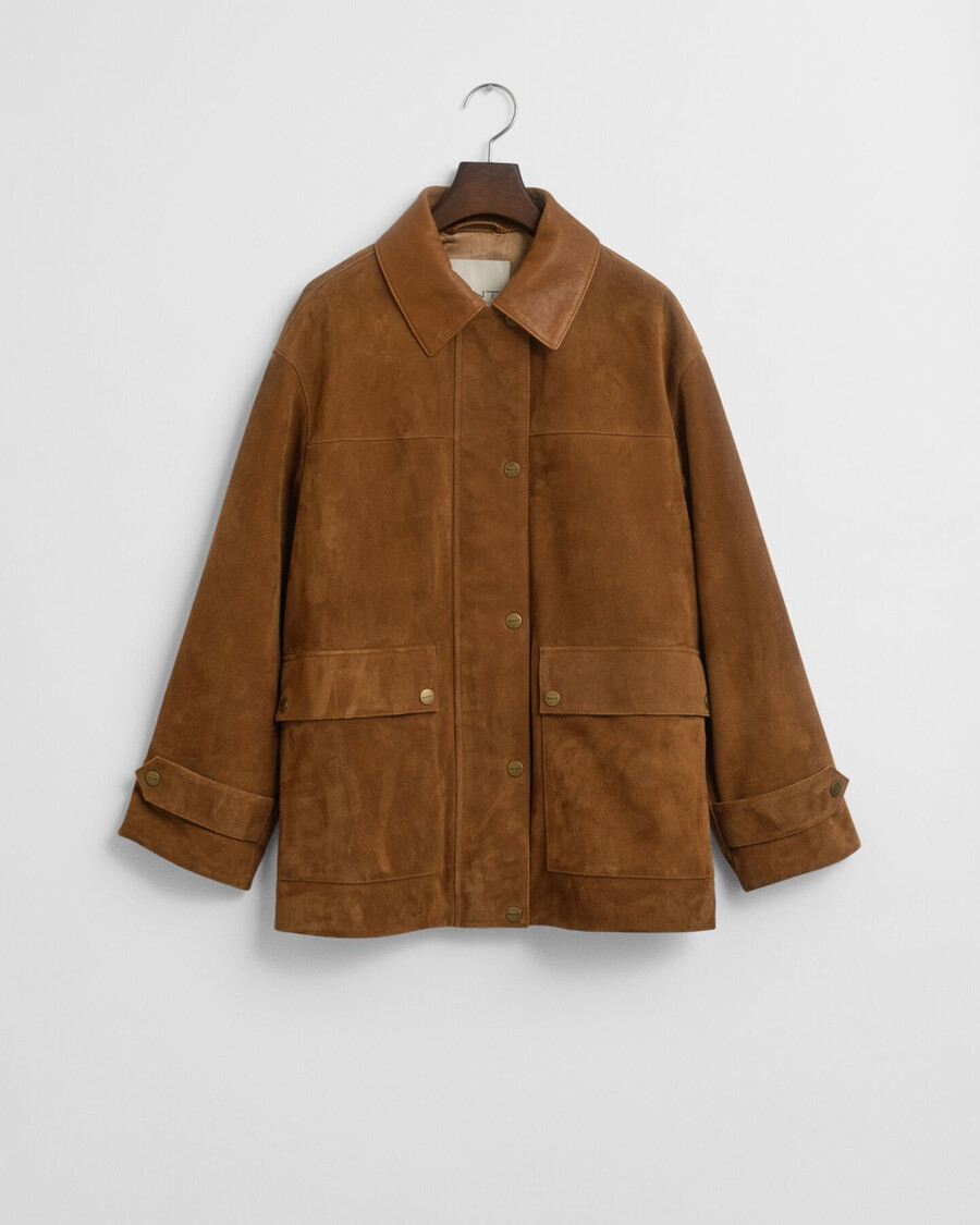 suede barn jacket - cognac