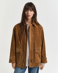 suede barn jacket - cognac