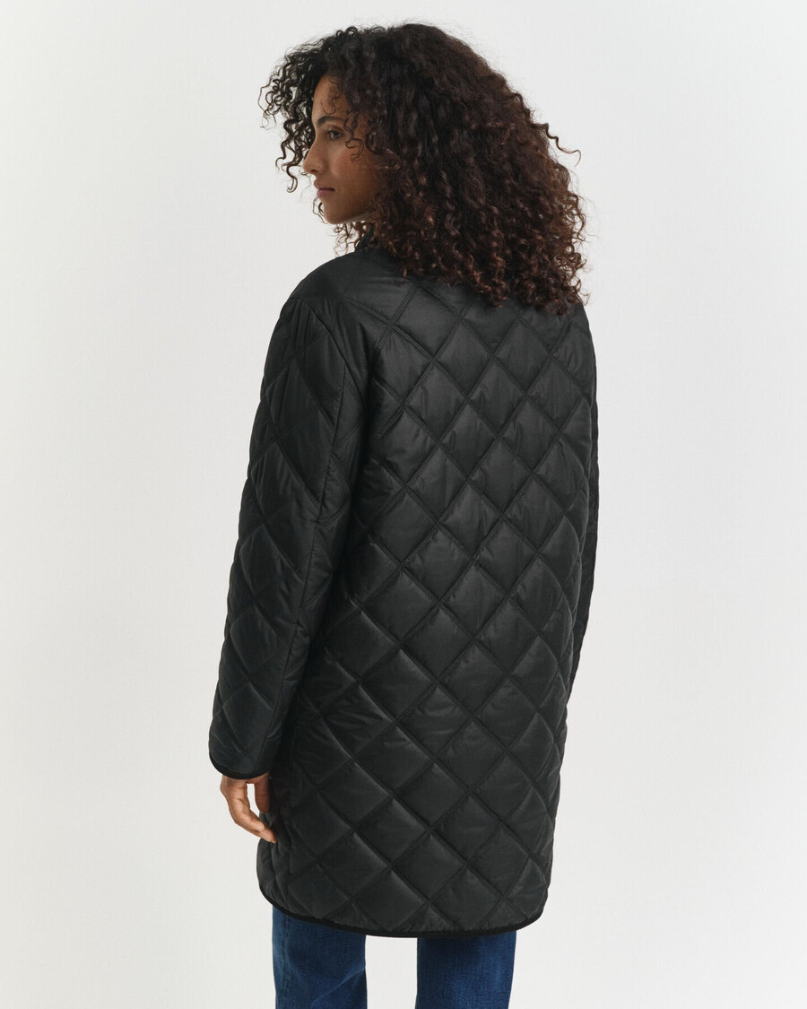 quilted corduroy trim coat - black