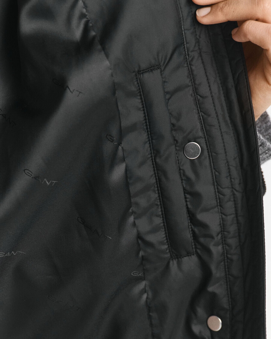 quilted corduroy trim coat - black