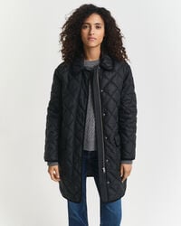 quilted corduroy trim coat - black