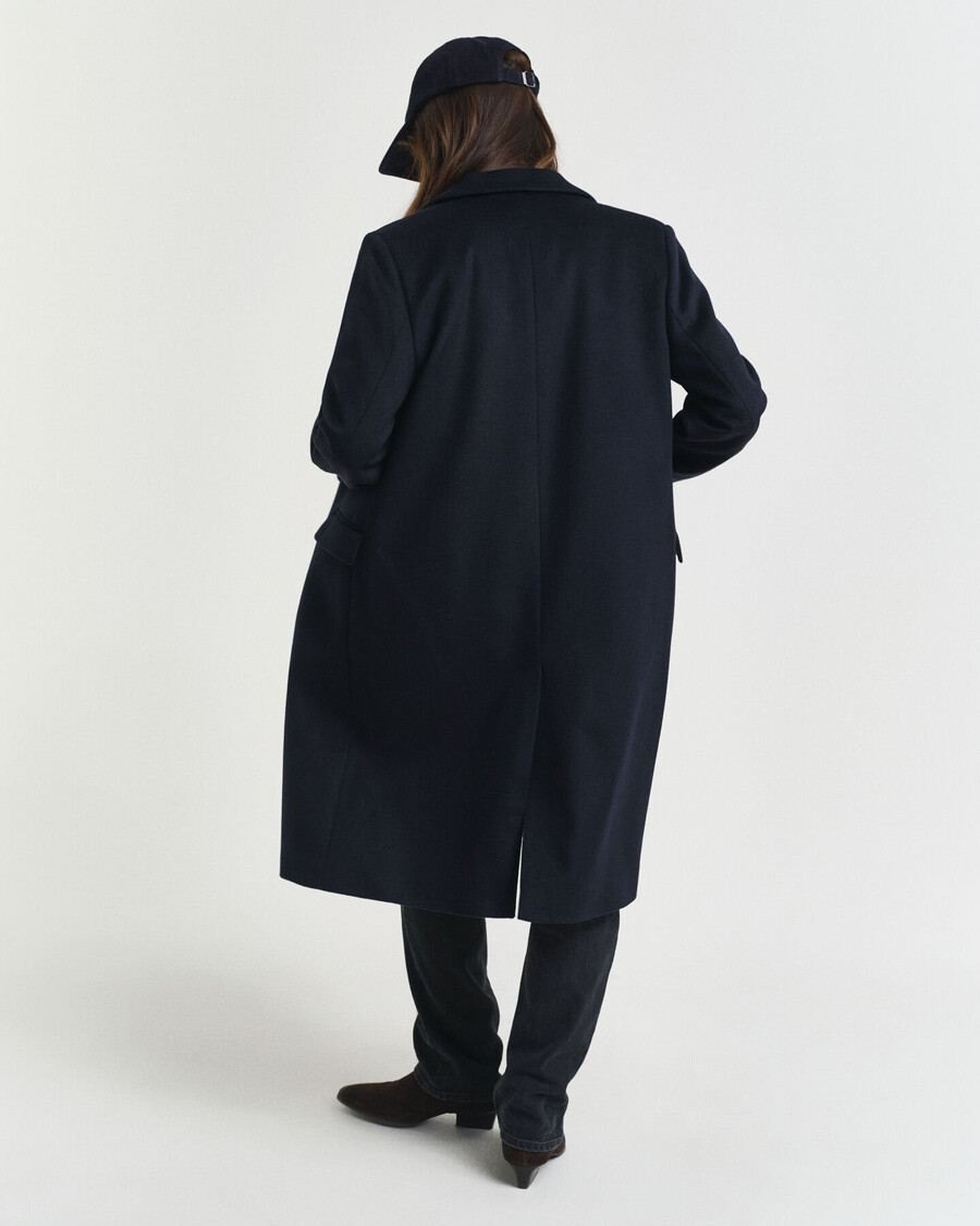 classic tailored wool blend coat - evening blue