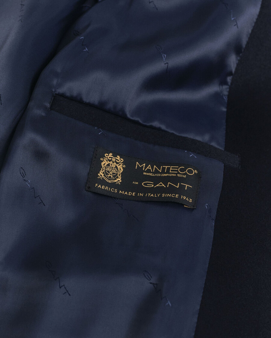 classic tailored wool blend coat - evening blue