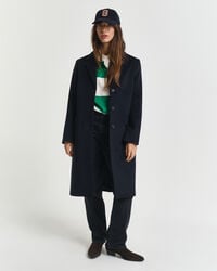 classic tailored wool blend coat - evening blue