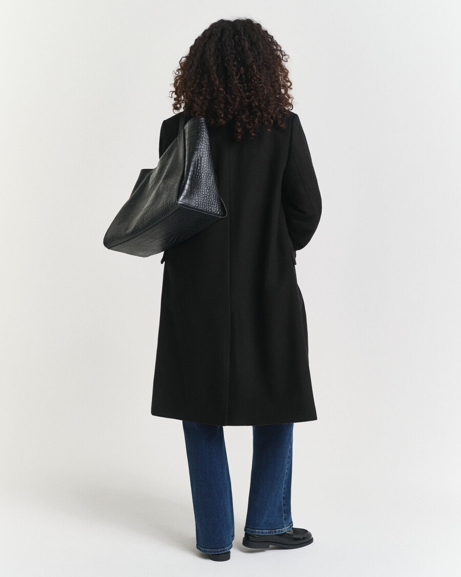 classic tailored wool blend coat - black
