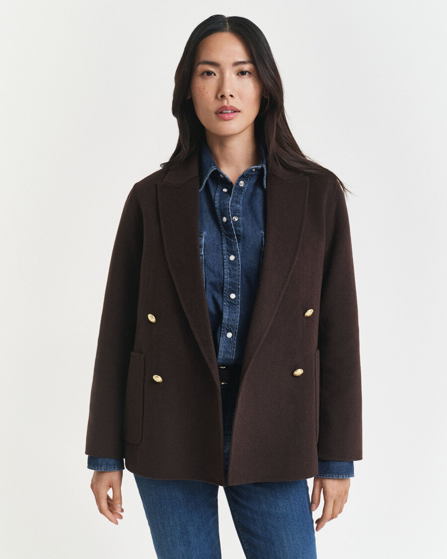 regular fit handstitched club blazer - deep brown