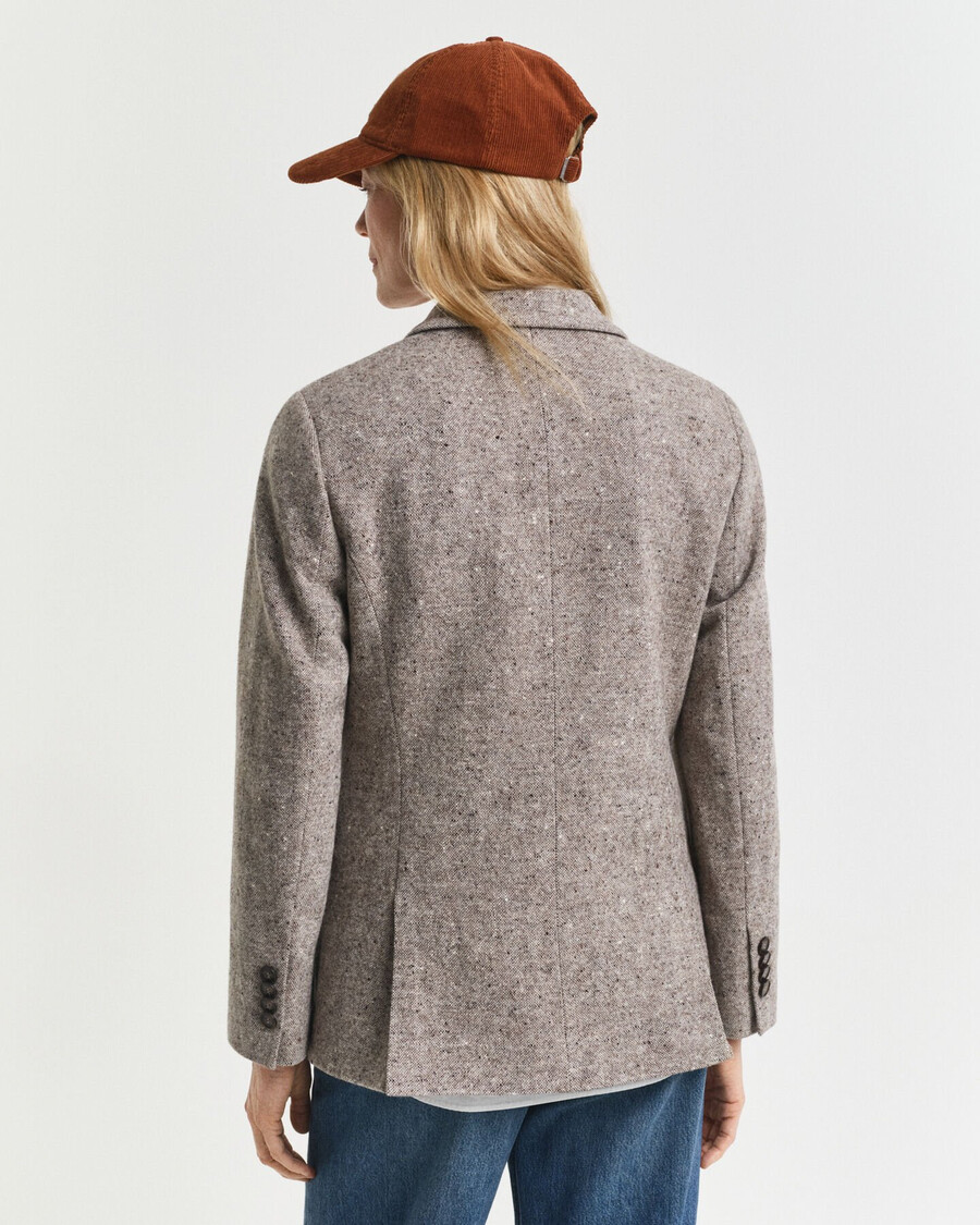 regular fit textured wool blazer - deep brown