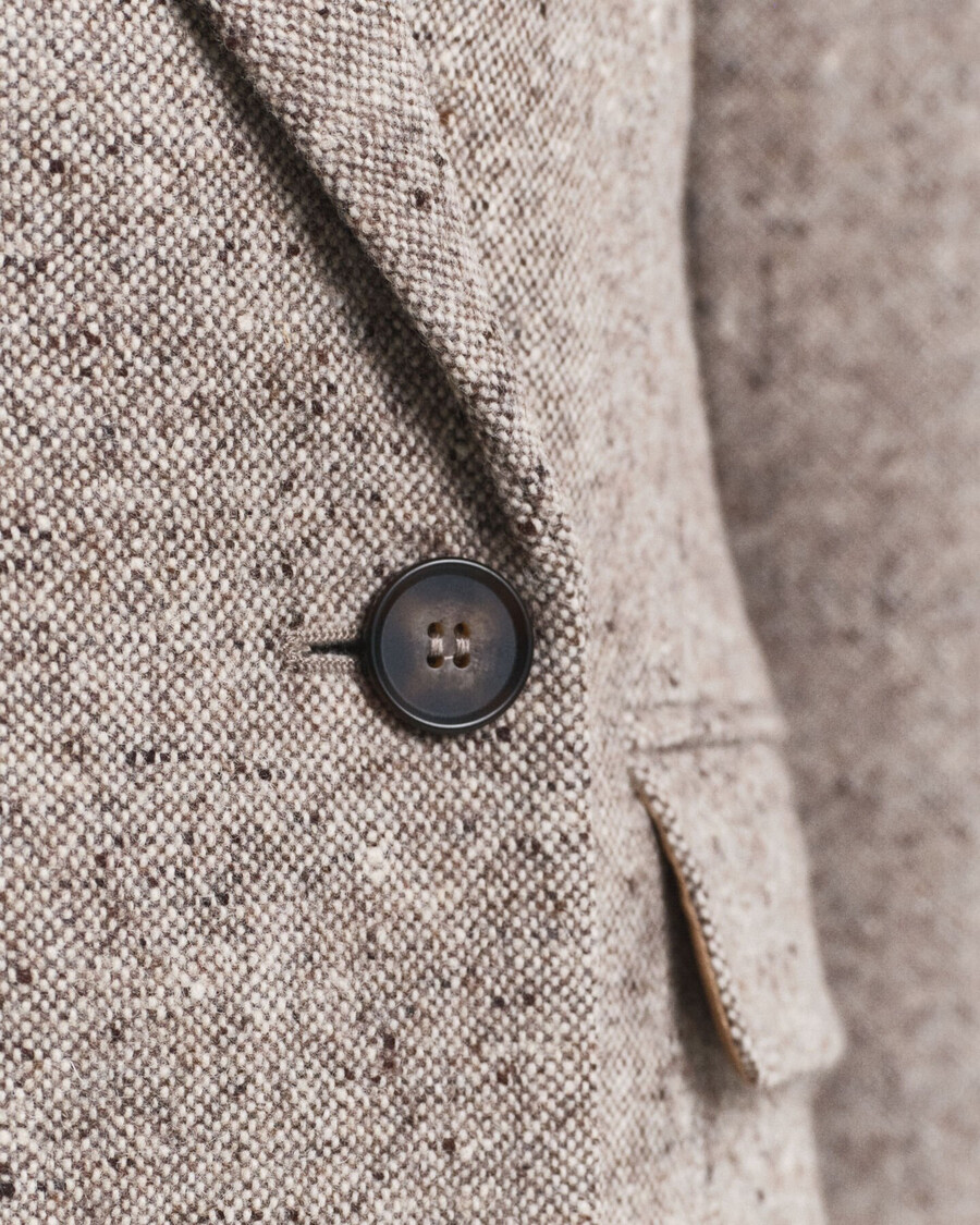 regular fit textured wool blazer - deep brown