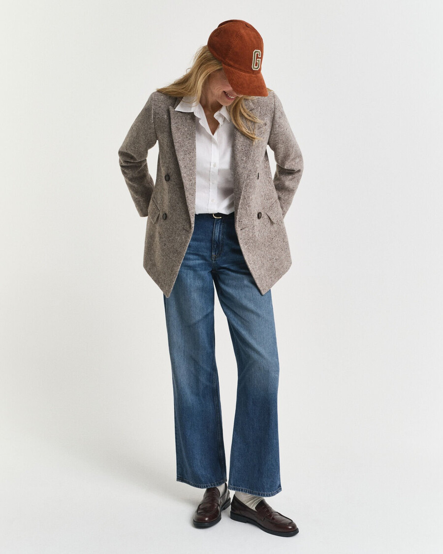 regular fit textured wool blazer - deep brown