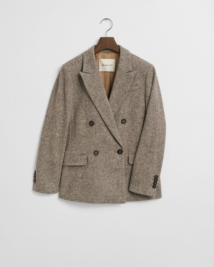 regular fit textured wool blazer - deep brown