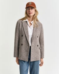 regular fit textured wool blazer - deep brown
