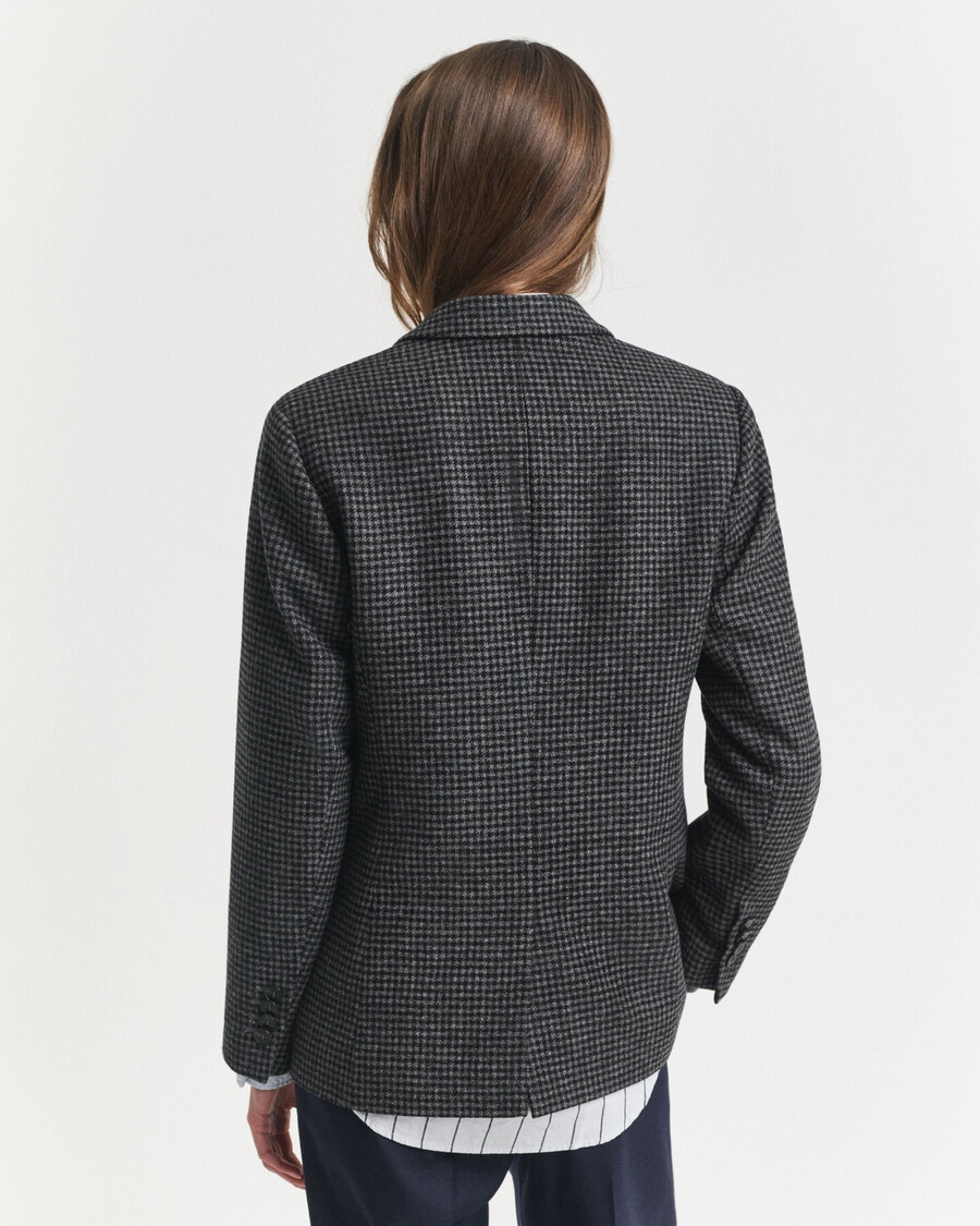 regular fit wool houndstooth blazer - charcoal melange