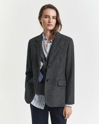 regular fit wool houndstooth blazer - charcoal melange