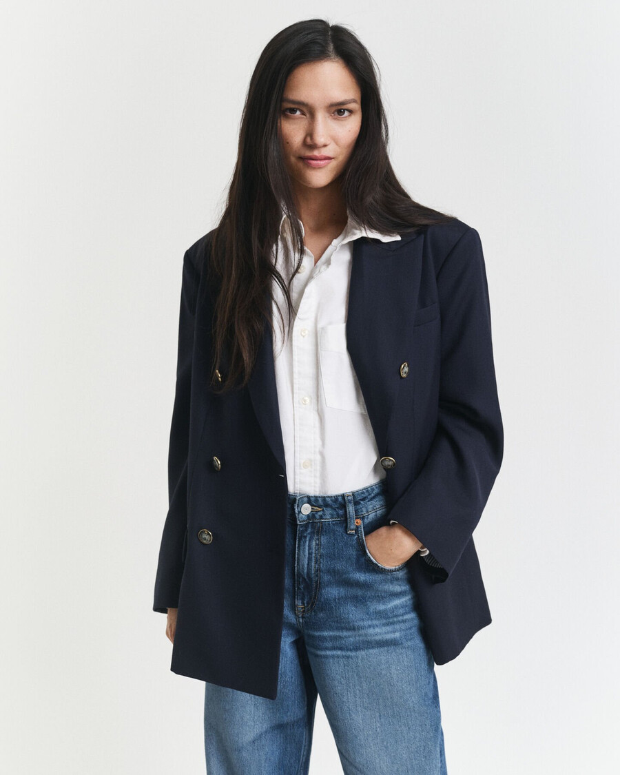 oversized wool hopsack blazer - marine