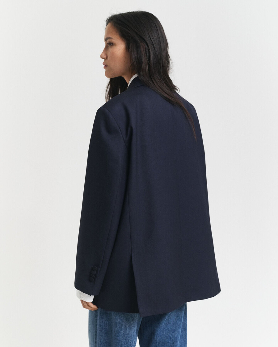 oversized wool hopsack blazer - marine