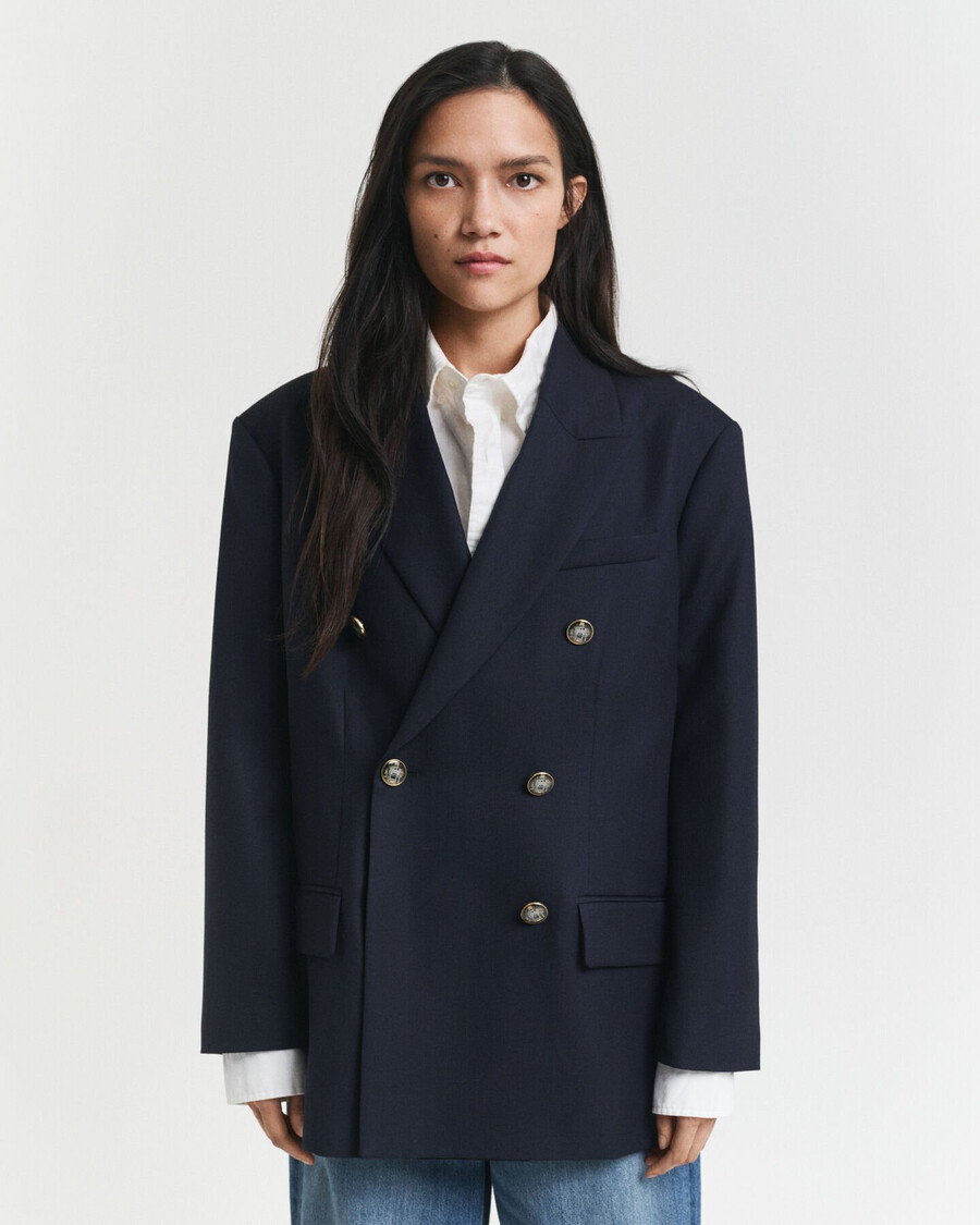 oversized wool hopsack blazer - marine