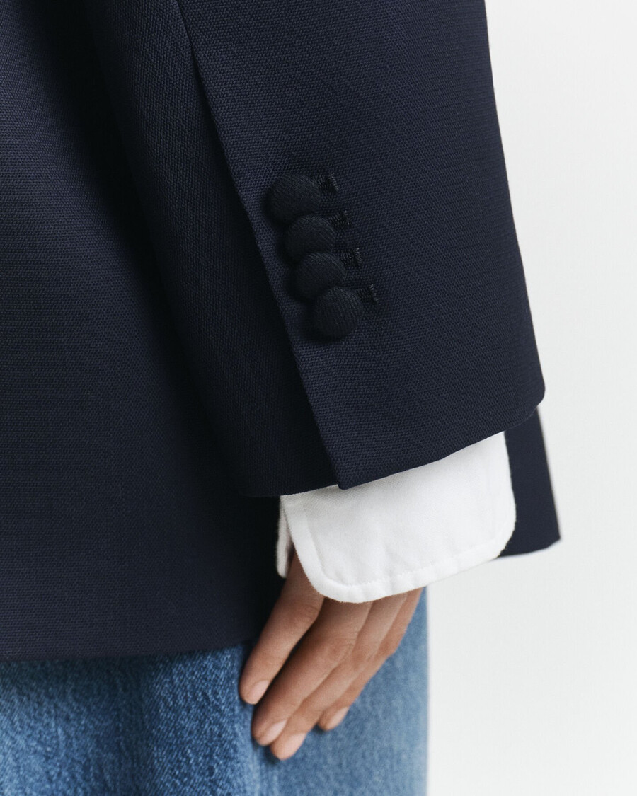 oversized wool hopsack blazer - marine