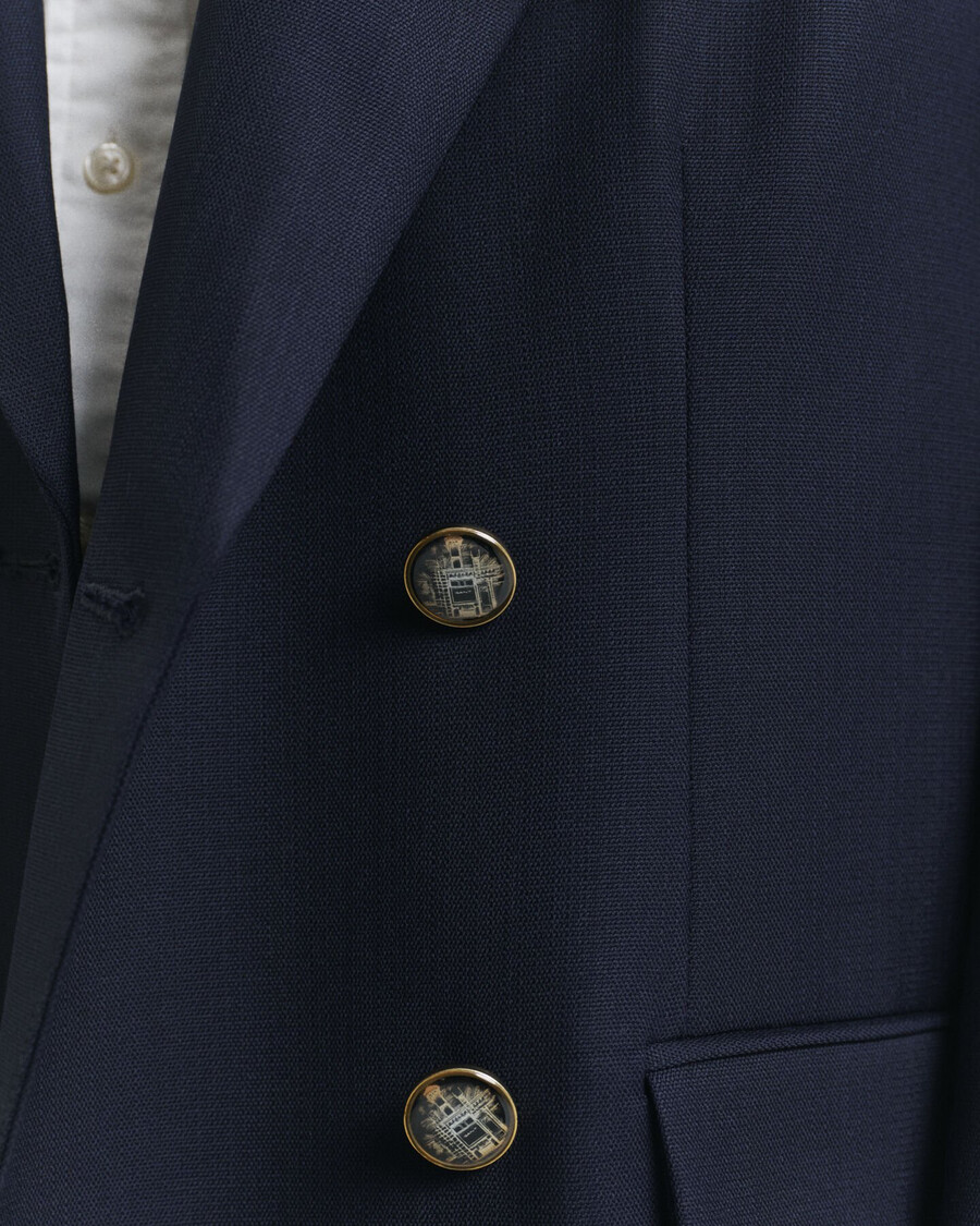 oversized wool hopsack blazer - marine