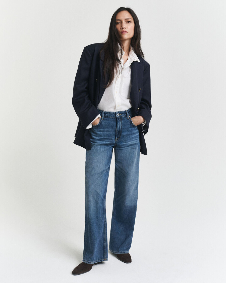 oversized wool hopsack blazer - marine