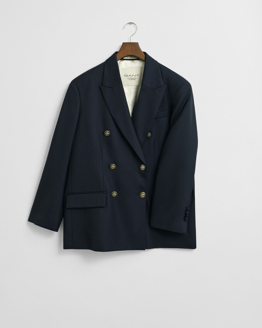 oversized wool hopsack blazer - marine