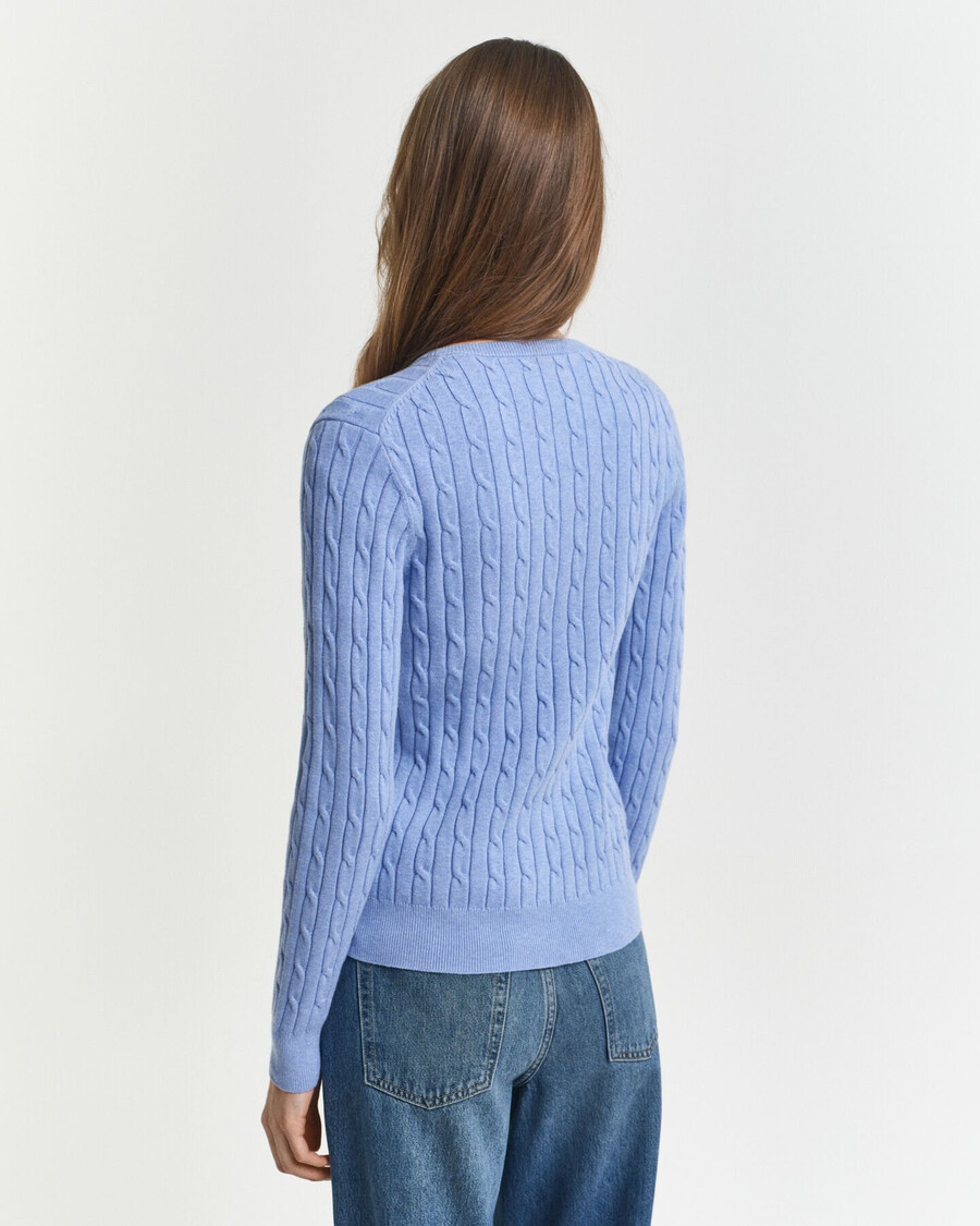 stretch cotton cable knit cardigan - clear sky