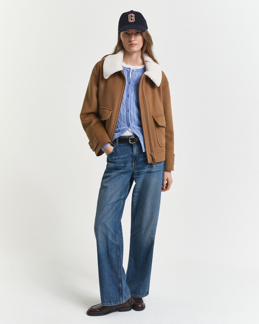 stretch cotton cable knit cardigan - clear sky