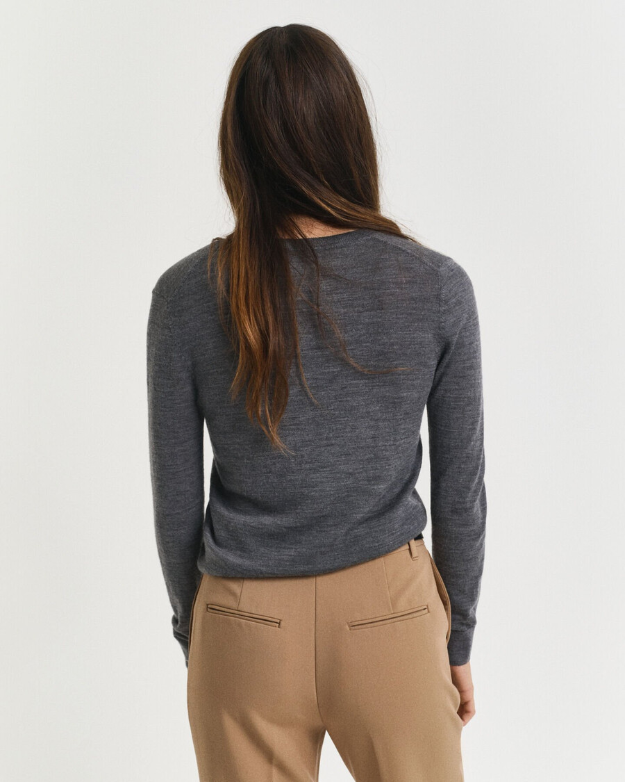 extra fine merino wool vneck sweater - charcoal melange